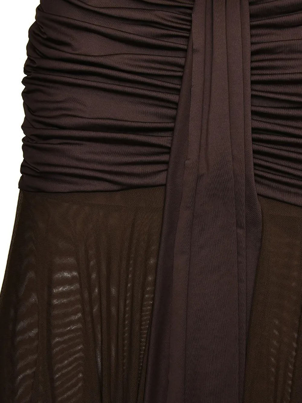 Boat Neck Sleeveless Ruched Hip Buckle Draped Panel Mermaid Maxi Gown 4