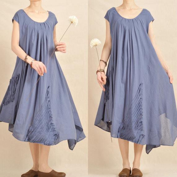 blue linen summer dress unique caftan dresses