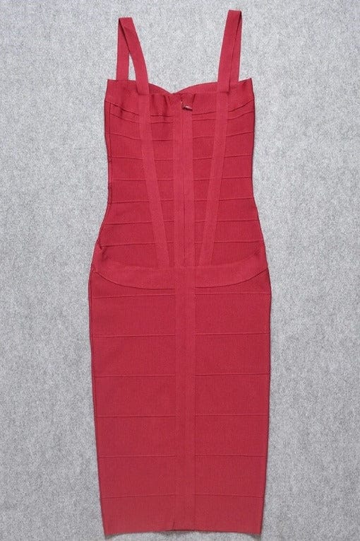 Heidi Bandage Midi Dress - Red Wine (Sale)