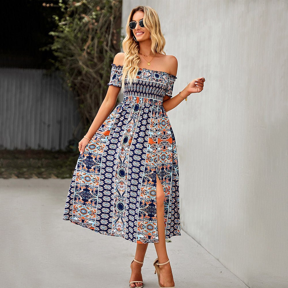 Perle Floral Split Dress for Women Feminine Flowy Style