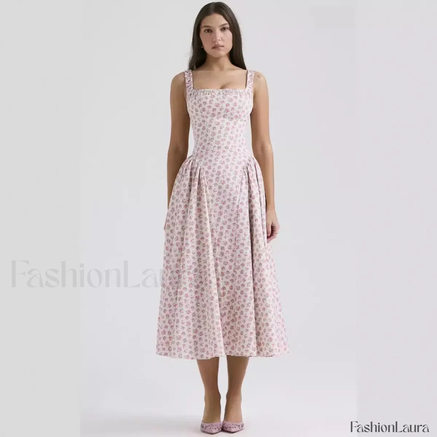 Bohemian Fragmented Flower Midi Dress