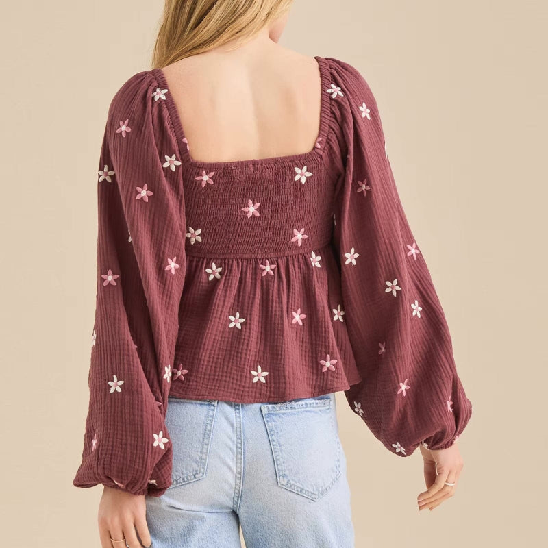 Boho Floral Print Peplum Top