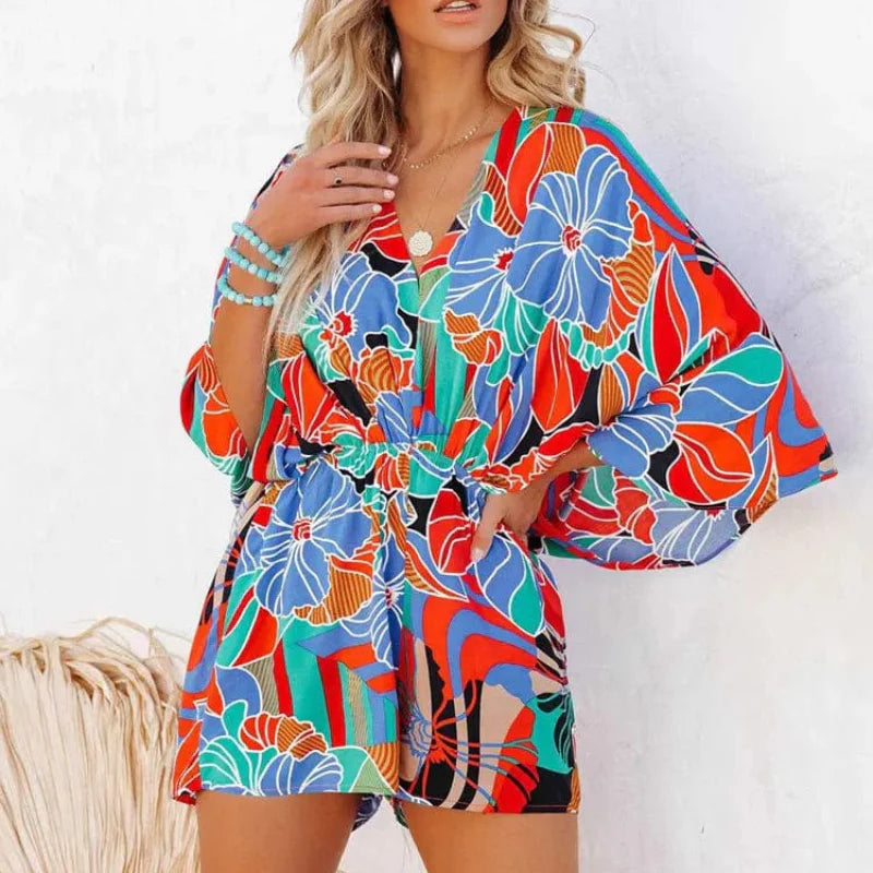 Boho Floral Print Romper