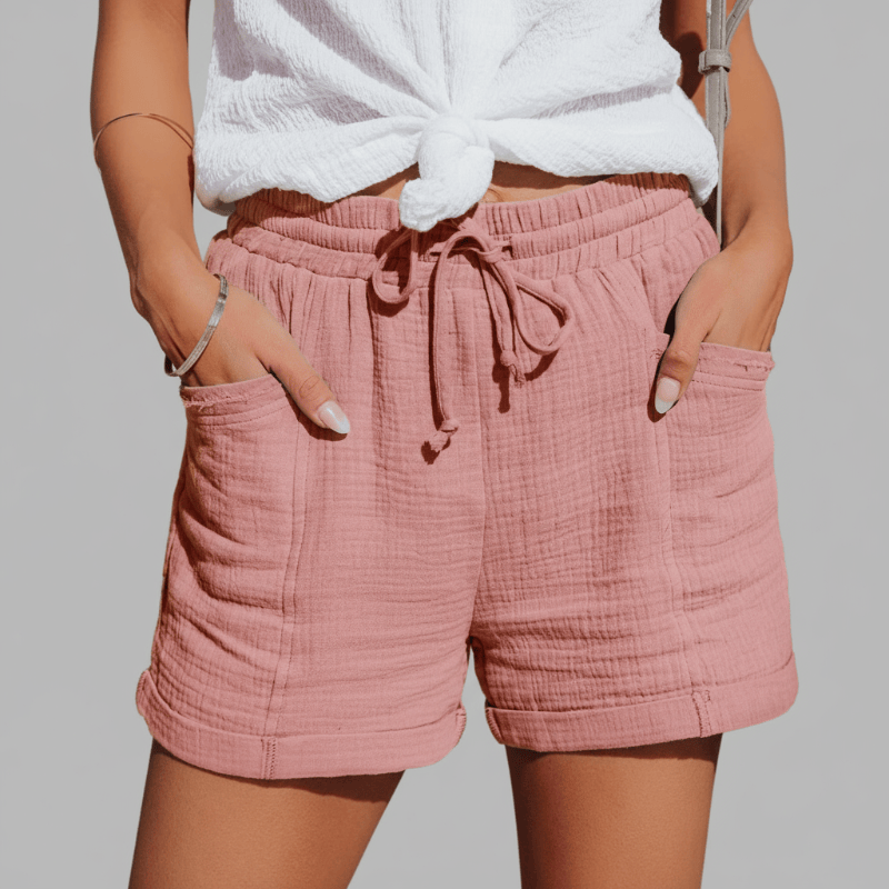 Boho Beach Hut Shorts, Beach Shorts, Boho Shorts Boho Mid-Rise Beach Shorts Pink / S