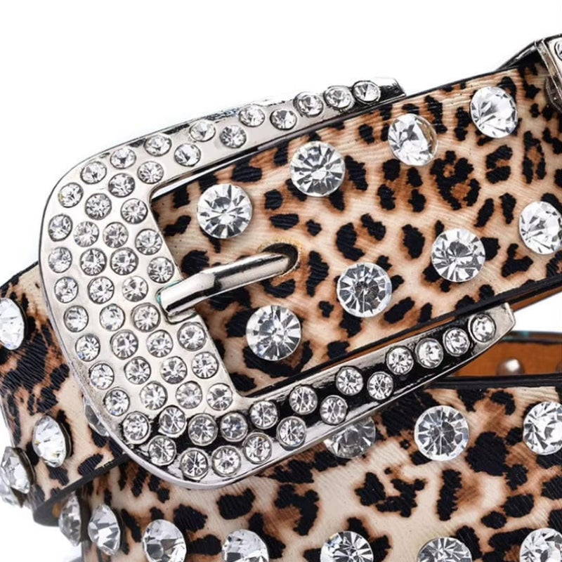 Boho Leopard Print Leather Belt