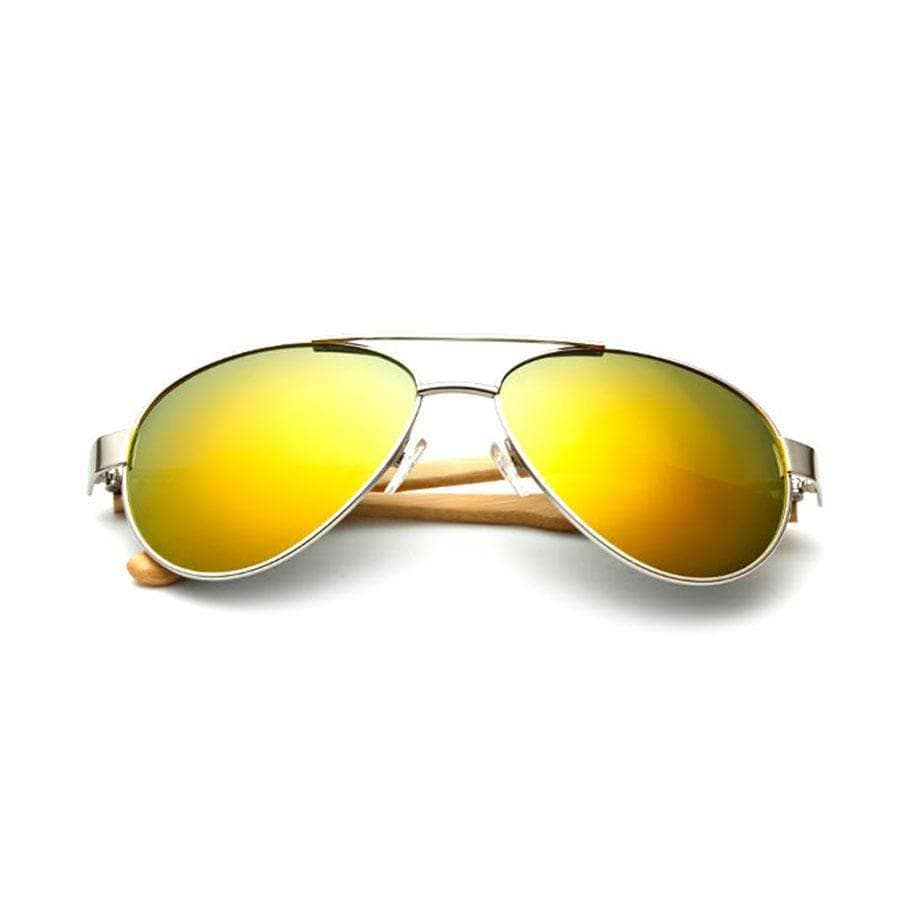 Boho Beach Hut Women's Sunglasses, Aviator Sunglasses, Aviators Bamboo Aviator Sunglasses- 7 Colors Orange / One Size