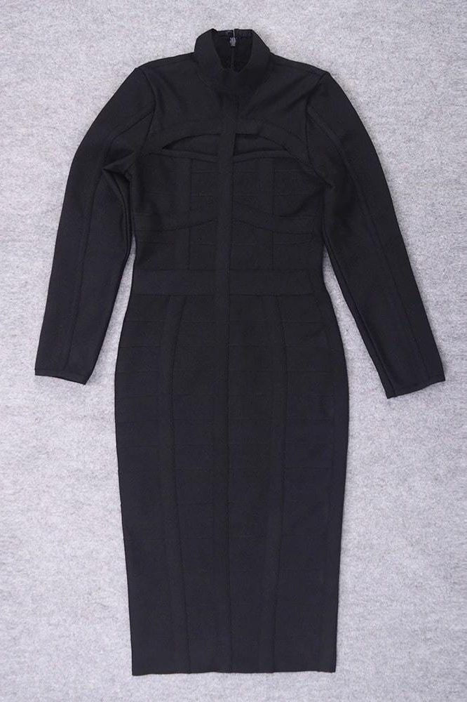 Brooke Long Sleeve Bandage Dress - Classic Black (Sale)