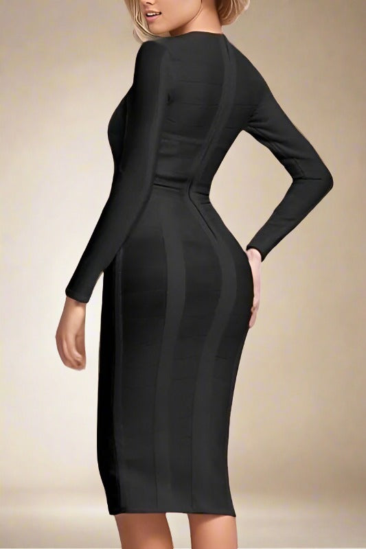 Brooke Long Sleeve Bandage Dress - Classic Black (Sale)