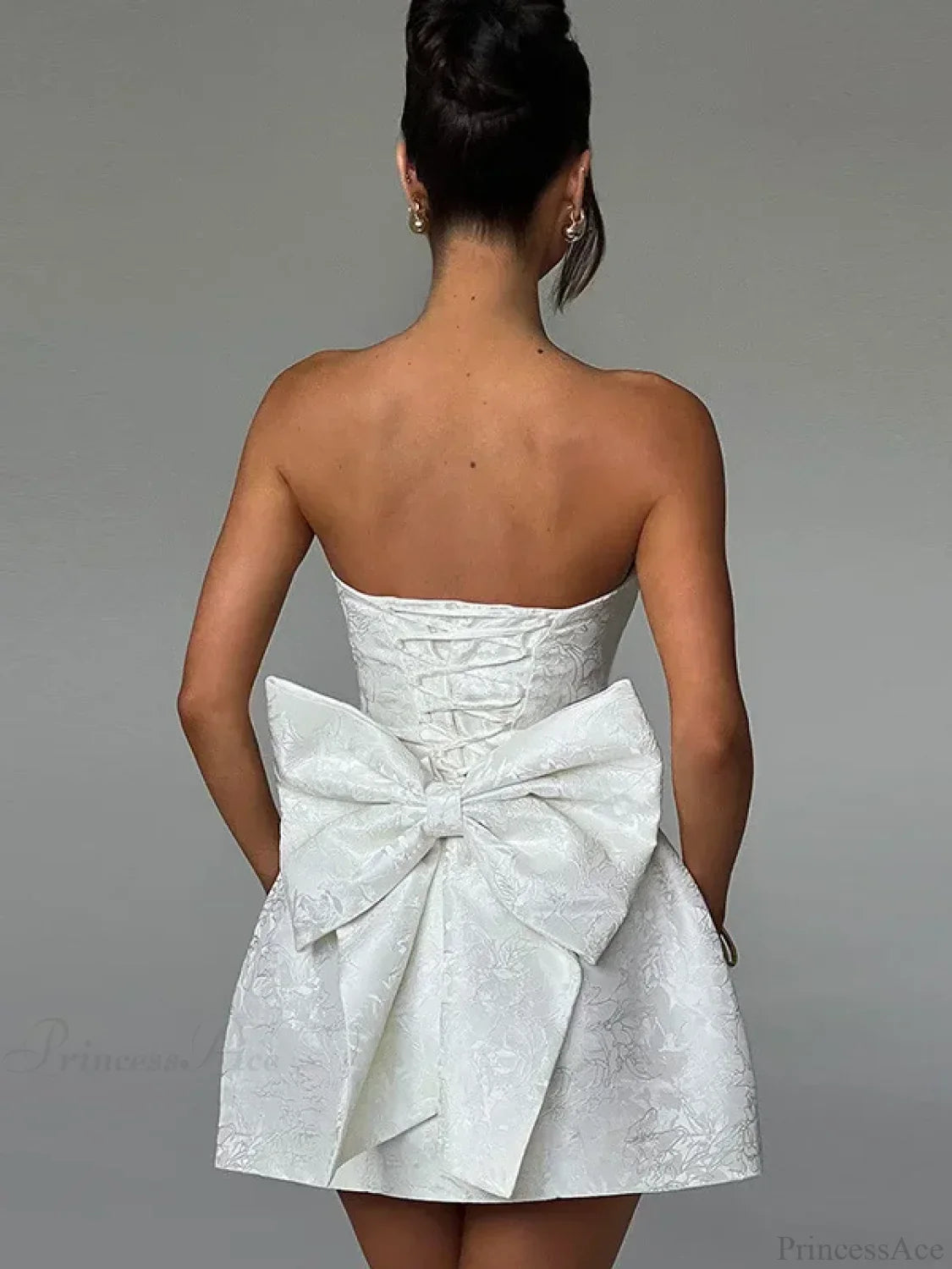 Butterfly Knot Backless Mini Dress White / S minidress-250223