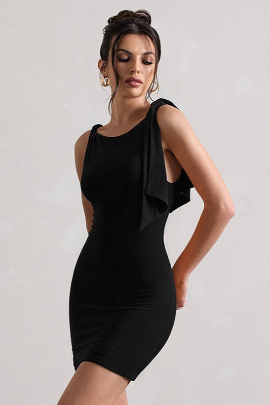 Solid Bodycon Twist Mini Party Dress