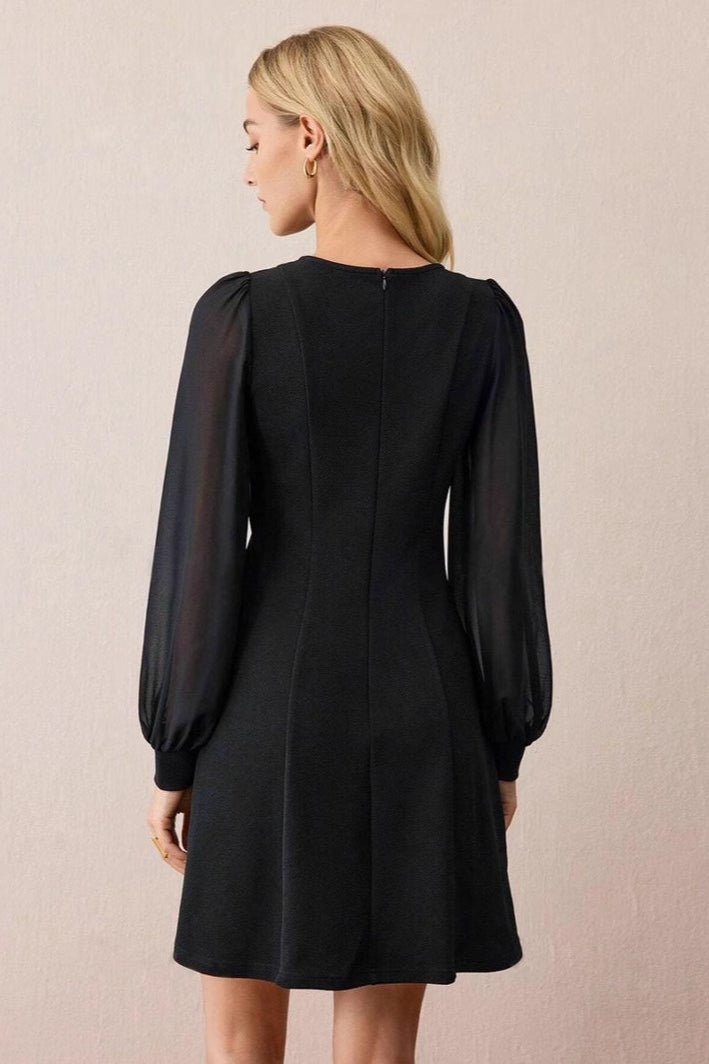 Crew Neck Button Mini Dress