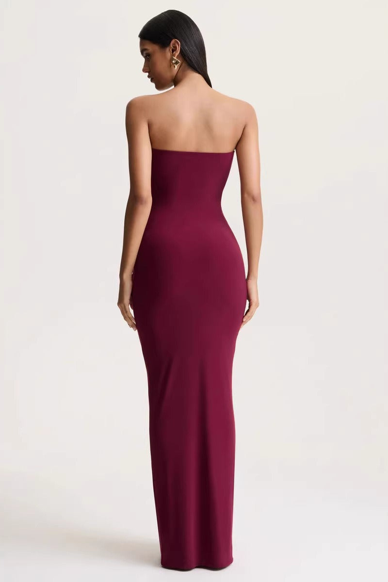 Sexy Sleeveless Ruched Waist Cinched Sash Strapless Party Dress