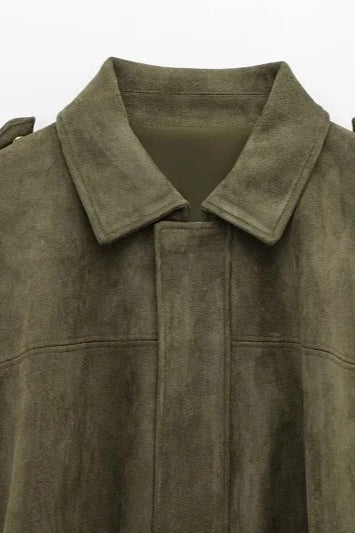Oversized Suede Bomber Jacket