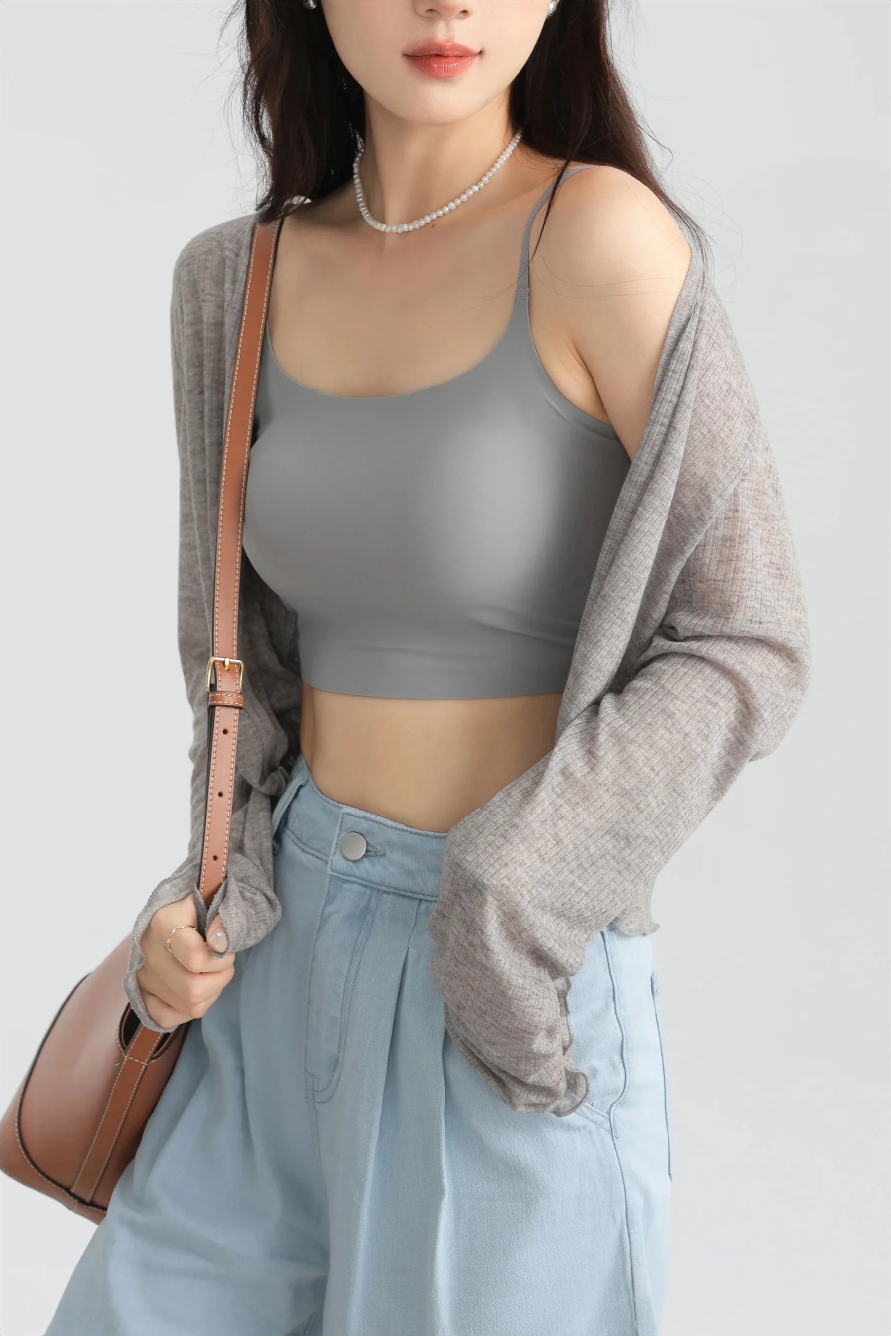 Tencel VNeck Cropped Cardigan