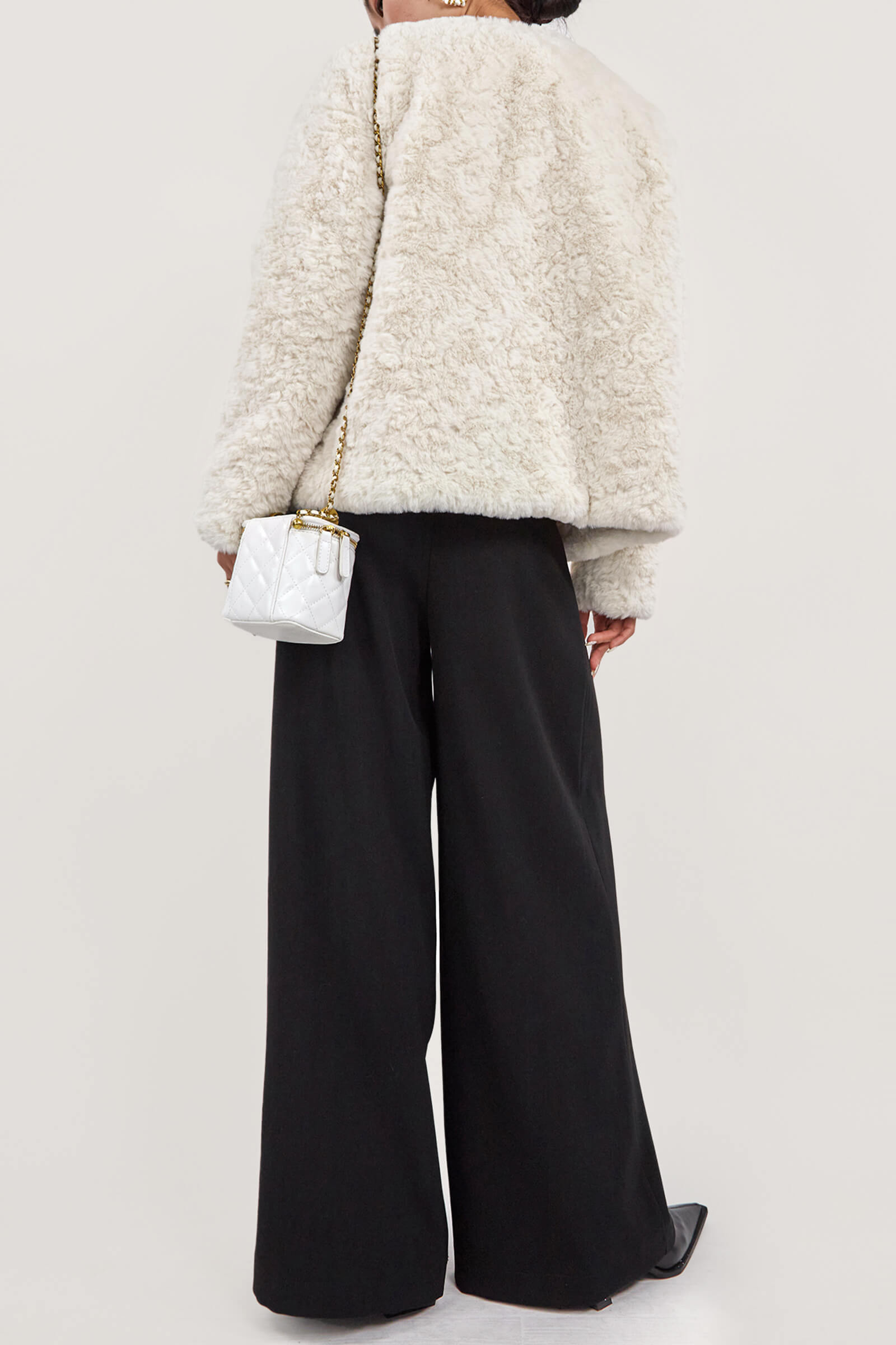 Tweed Crew Neck Pocket Teddy Jacket