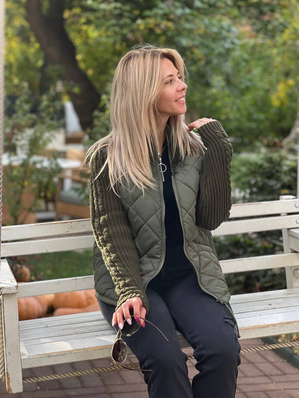 lusailstore -knitted patchwork jacket