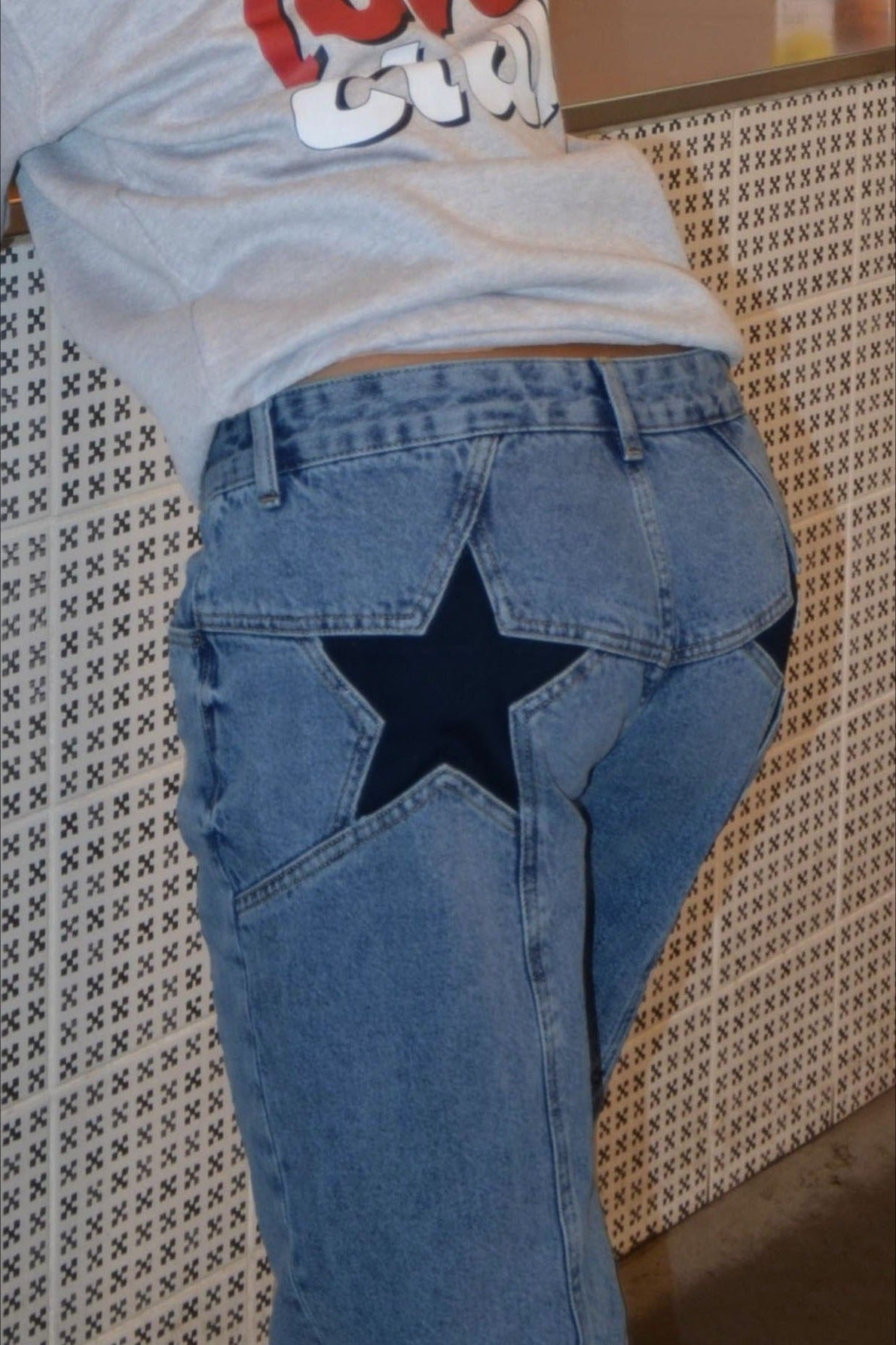 Contrast Patchwork Y2K Retro Star Back Casual Jeans