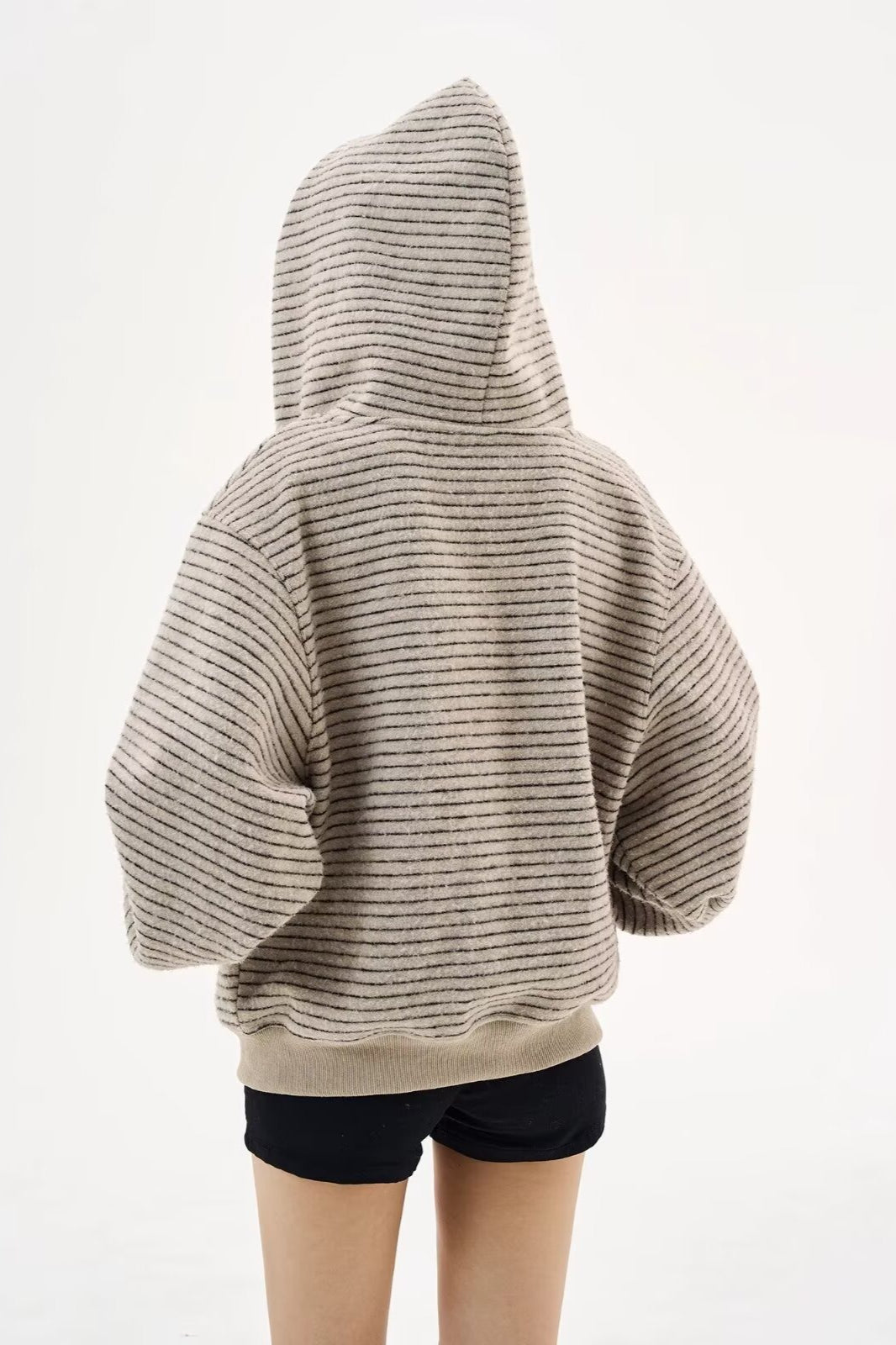 Black Knit Dual-Zip Mesh Fingerloop Hoodie