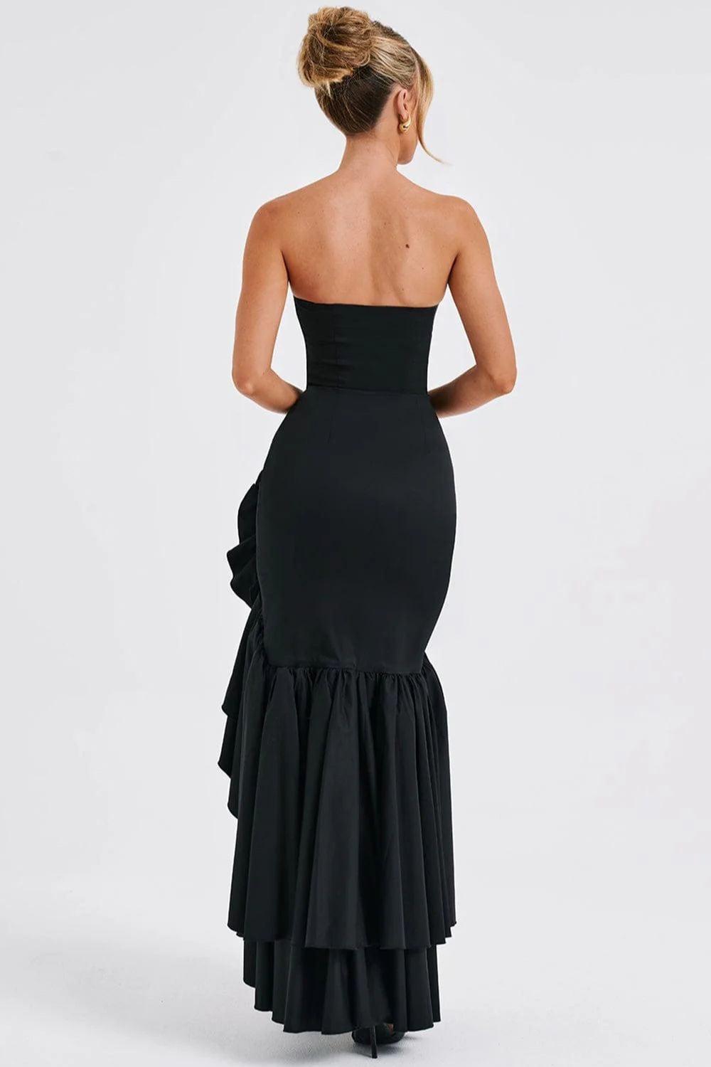 Elegant Strapless Slit Backless Maxi Birthday Dress