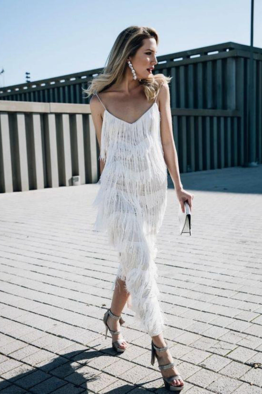 Layered Tassel Backless Long Slip Dress