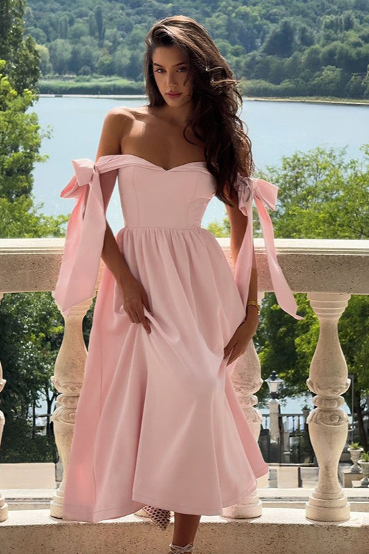 OffShoulder TieFront Maxi Party Dress