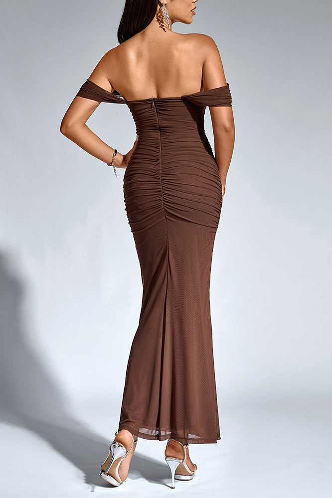 Boned Mesh Ruched Backless Dress 8
