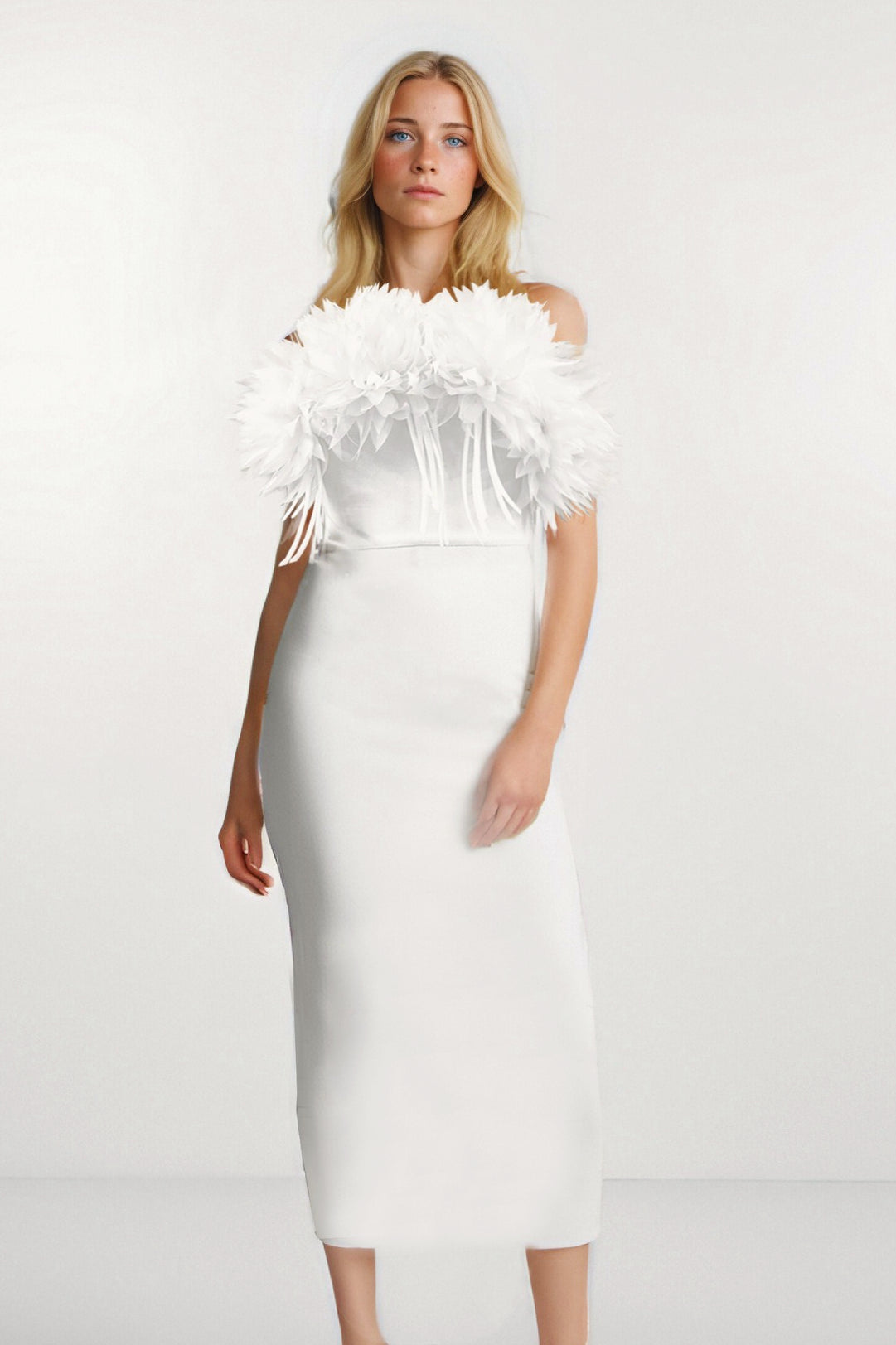 White Bandage Floral Slim Fit Elegant Party Dress