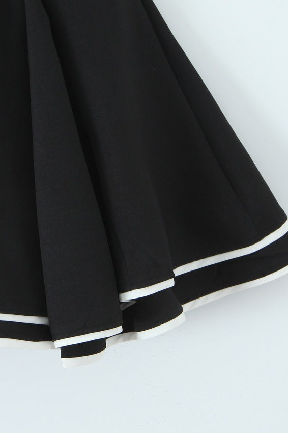 Black Contrast Bustier Lace-up Back Dress 4