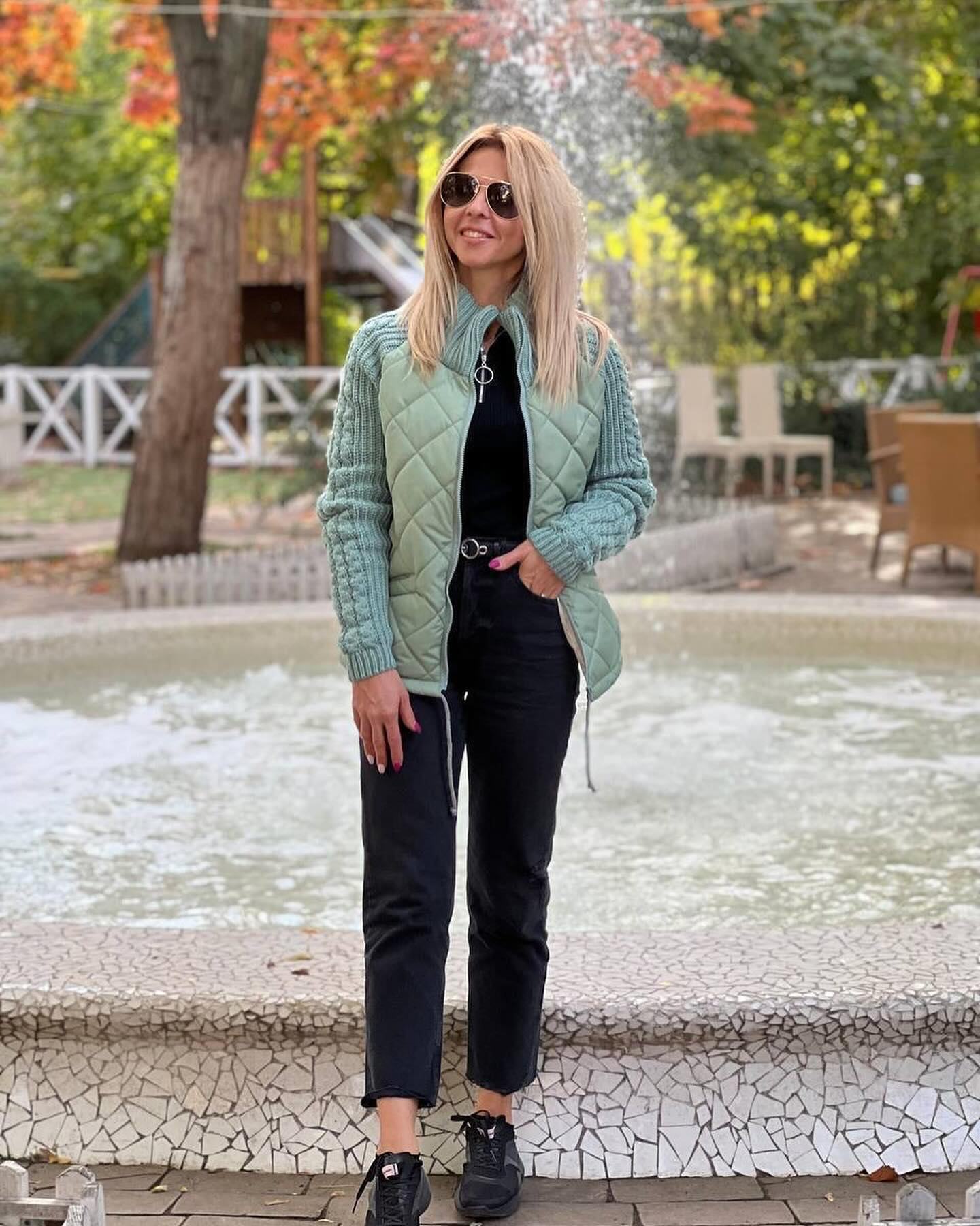 lusailstore -knitted patchwork jacket