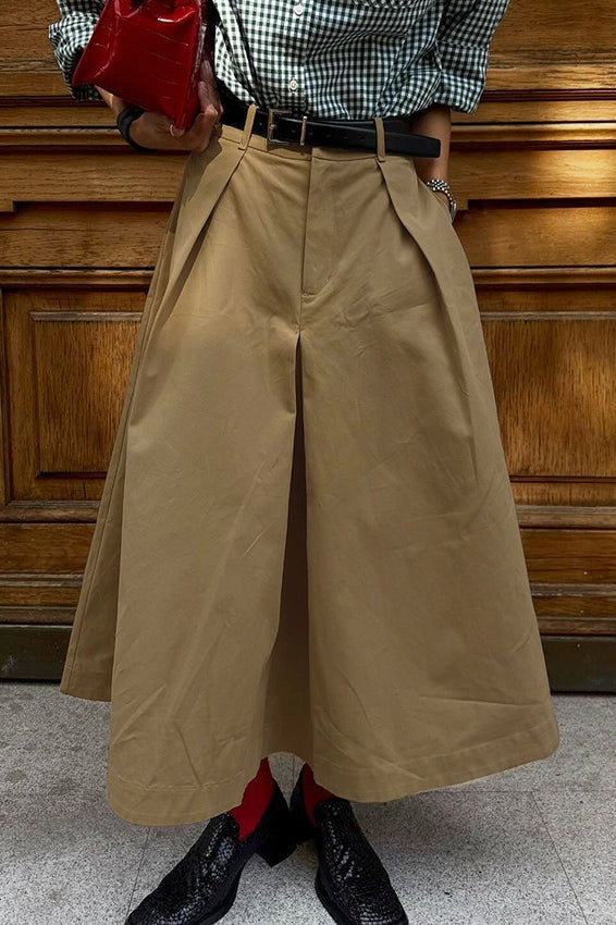 Loose Khaki Maxi Skirt