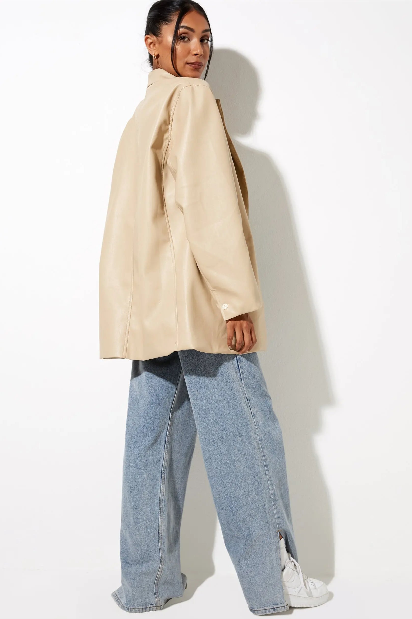SingleBreasted PU Blazer