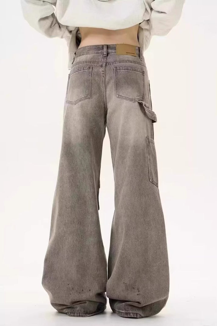 Loose Fit Distressed Floor Length Jeans