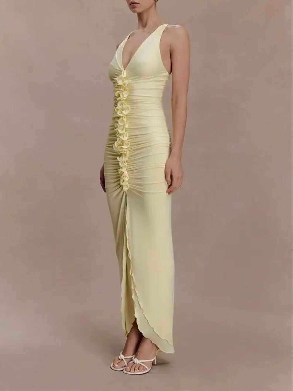 Celeste Ruched Halter Maxi Dress