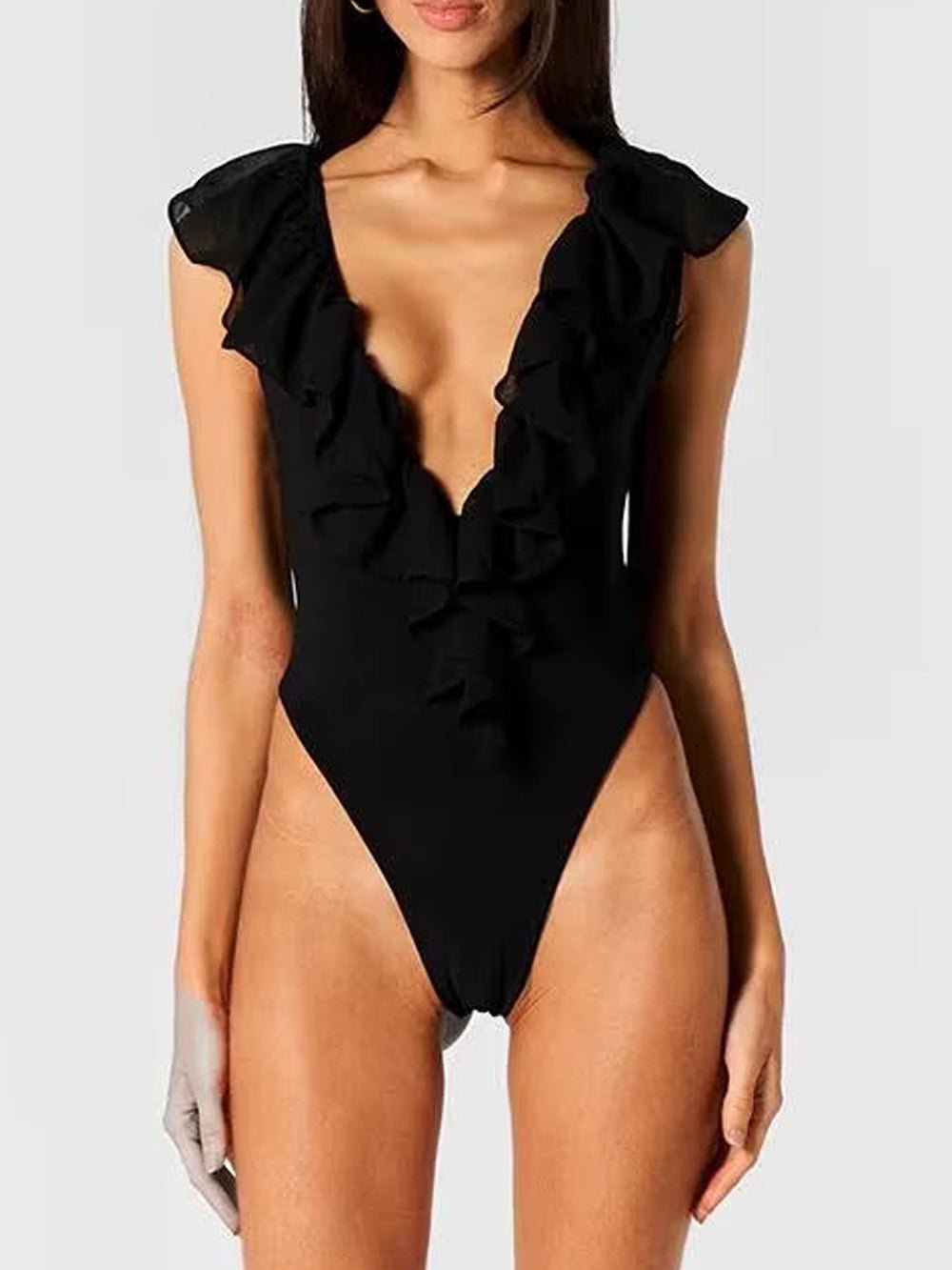 Celeste Ruffled Plunge Gown Dress