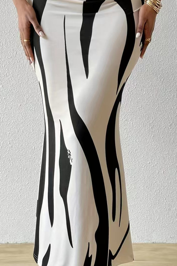 Zebra Print Fishtail Pencil Skirt