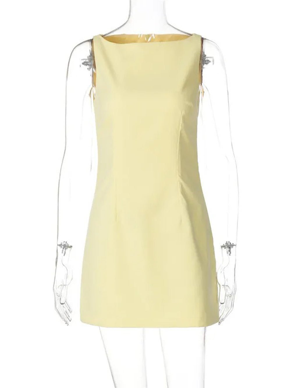 Boat Neck Sleeveless Princess Seam Shift Mini Dress 3