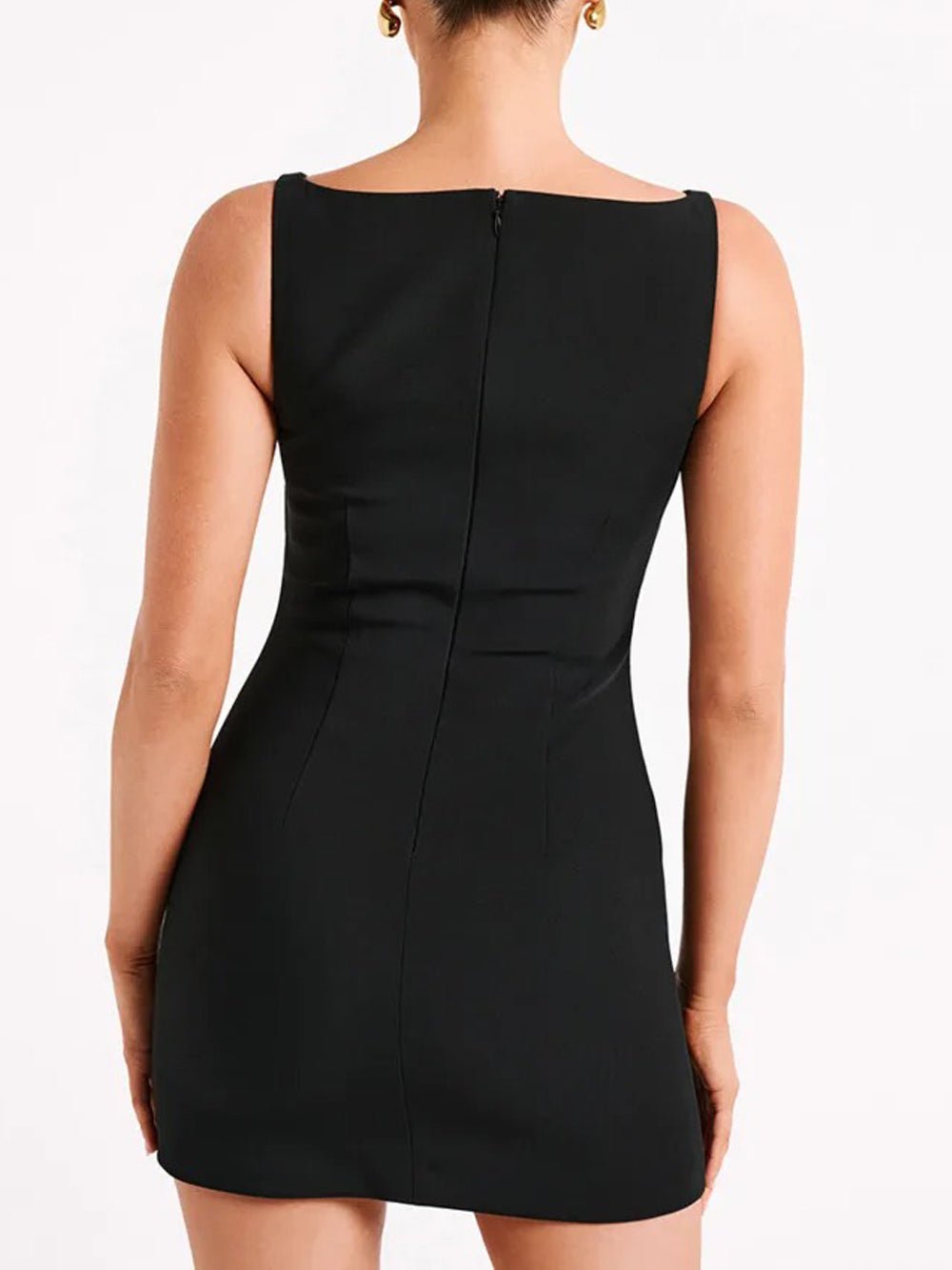 Boat Neck Sleeveless Princess Seam Shift Mini Dress 7