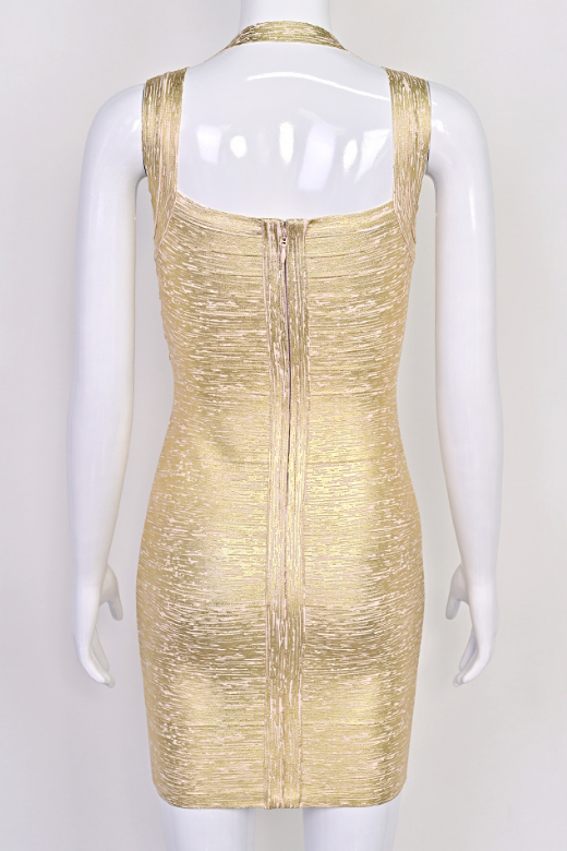 Ciara Bandage Mini Dress - Gold (Sale)