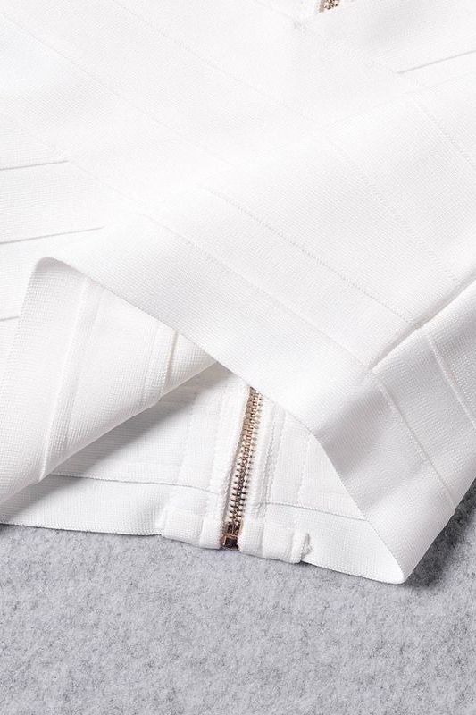 Cindy Bandage Off Shoulder Crop Top - White Pearl