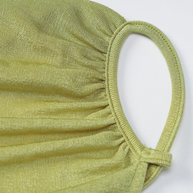 Classy Solid Color Fishtail Cowl Neck Low Back Slip Maxi Dress - Green