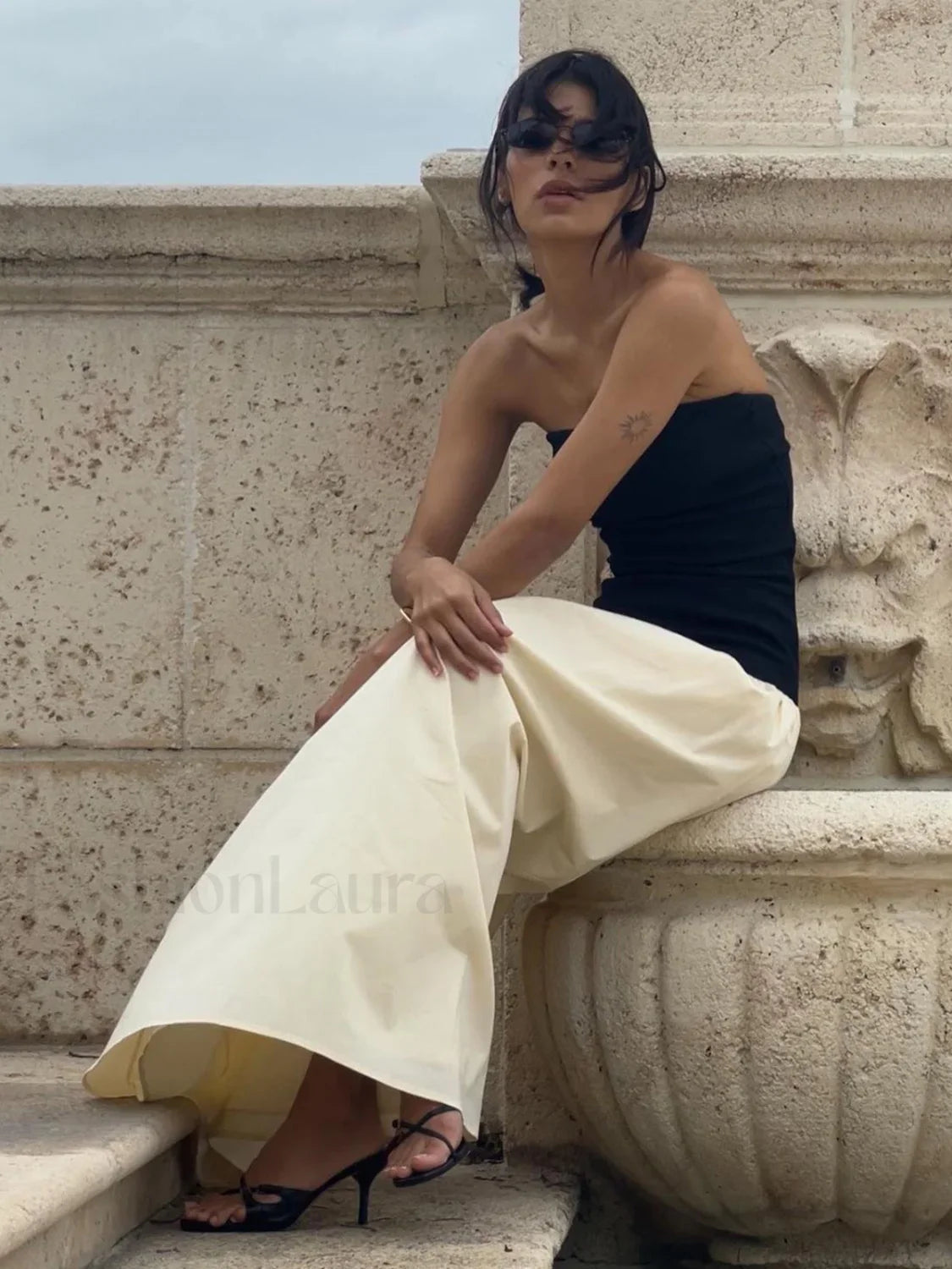 Contrast Color Tube Long Dress
