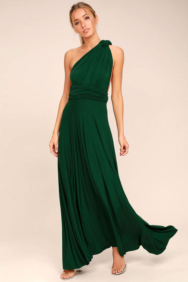 Emerald Green Convertible Multiway Wrap High Waist A-Line Maxi Gown