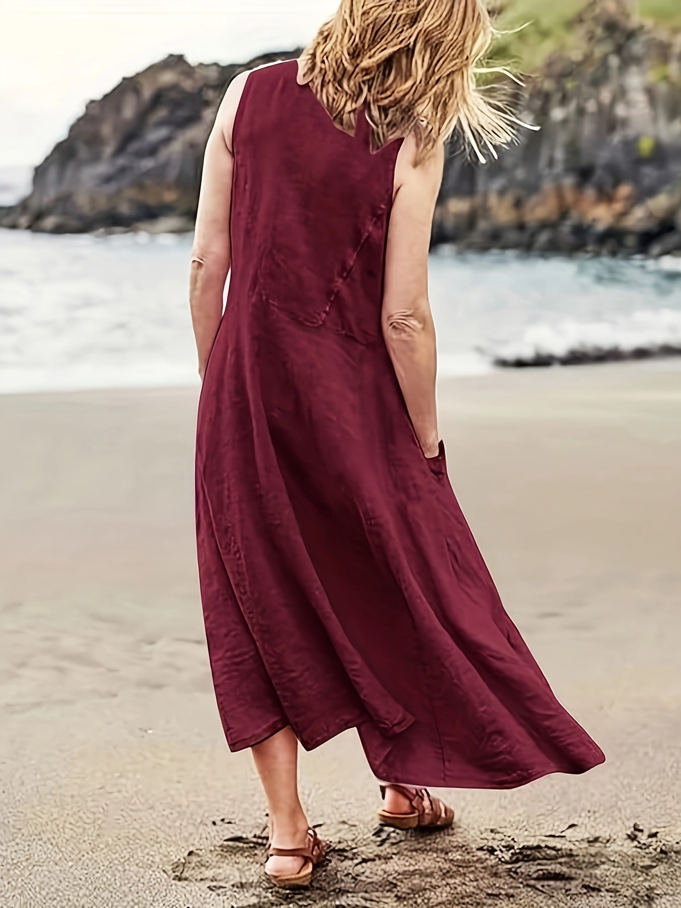 Amayrani Vintage Tank Dress with Pockets for Women Modern Chic Style