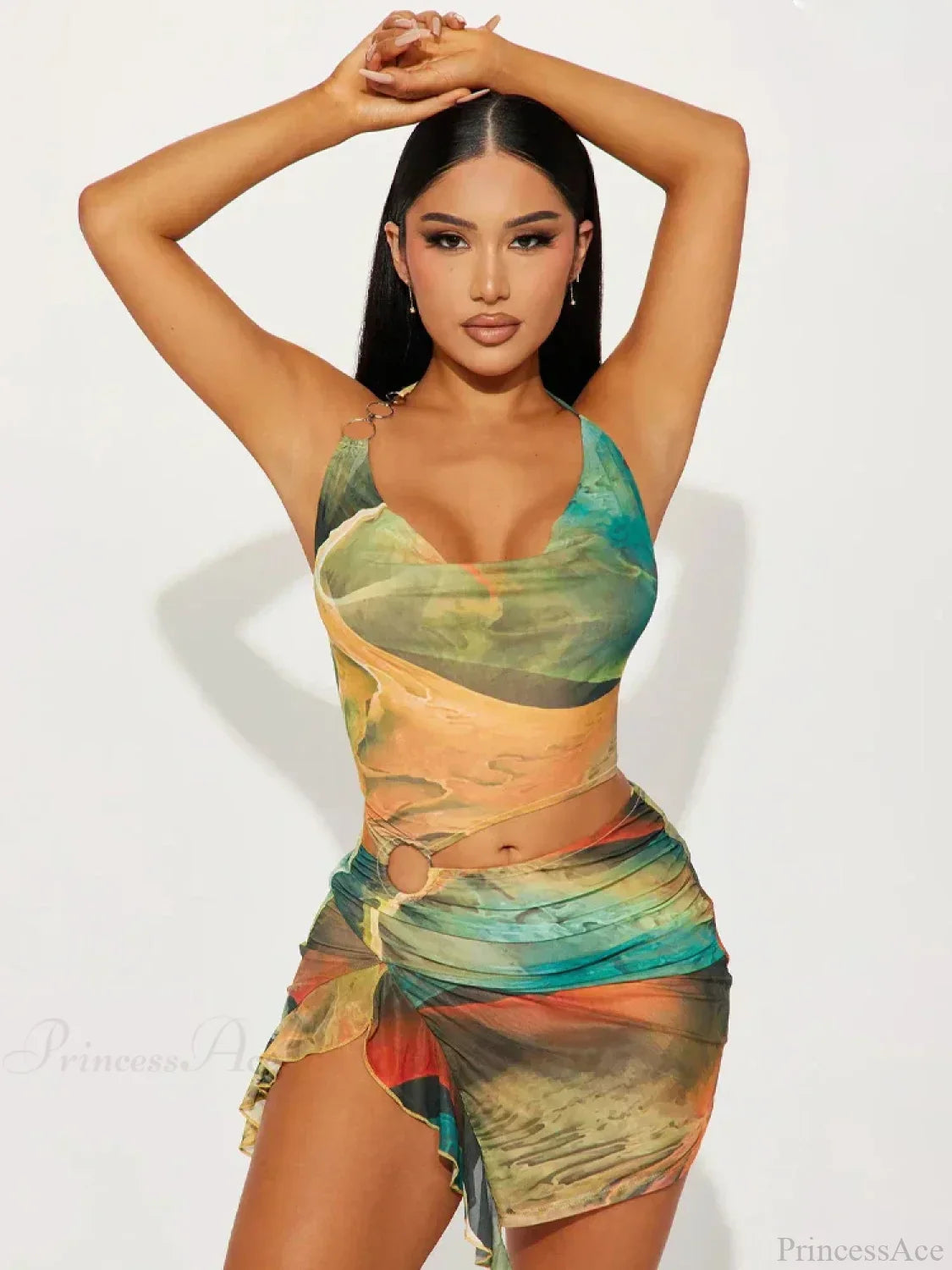 Cutout Hollow-Out Mini Dress Green / S minidress-250223