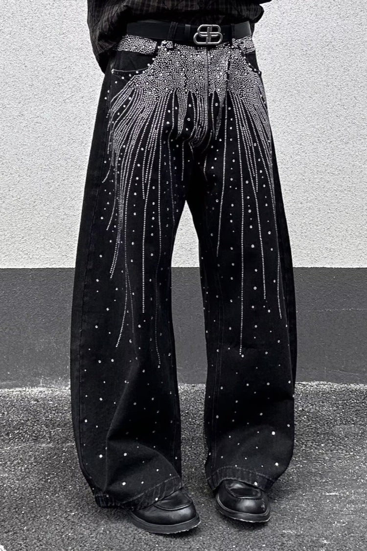 Rhinestone Star Wide Leg Jeans