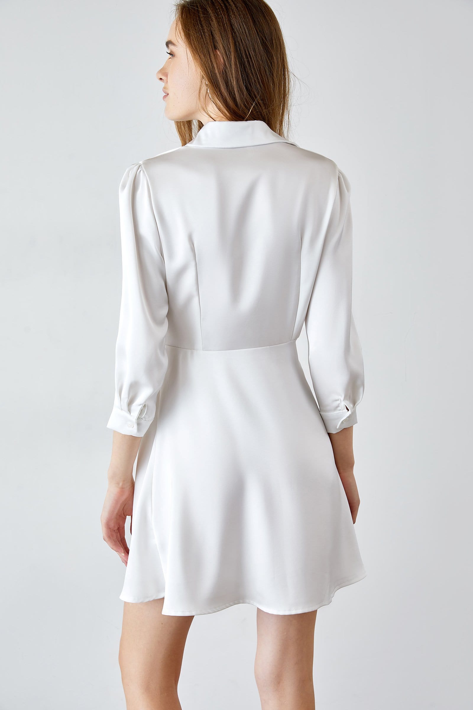 Charity White Button-Up Midi Dress