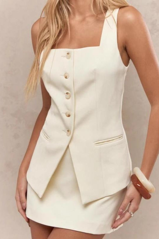 Sleeveless Vest Elegant Two Piece Work Set