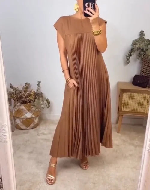 Ambra Boutique Plain Pleated Dress Designer Edit
