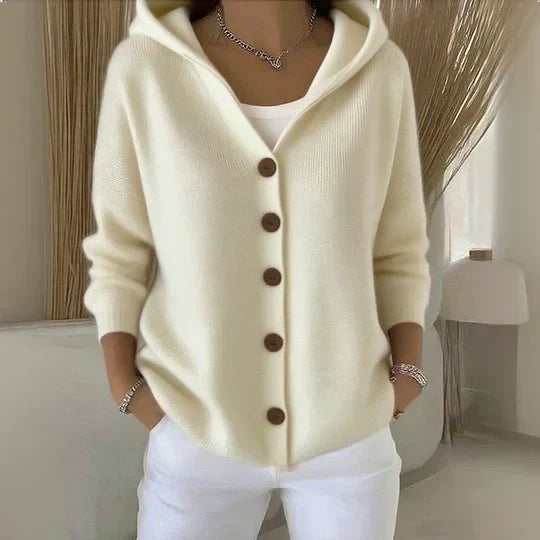 Hooded Knit Button Front Long Sleeve Cardigan 2