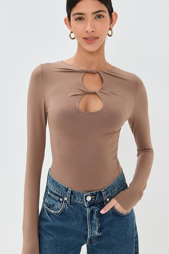 Sexy Solid Cutout Long Sleeve Fitted Base Layer